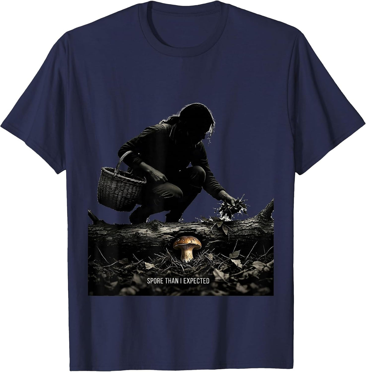 Spore Than I Expected Funny Mushroom Forager Morel Hunter T-Shirt - Navy Blue