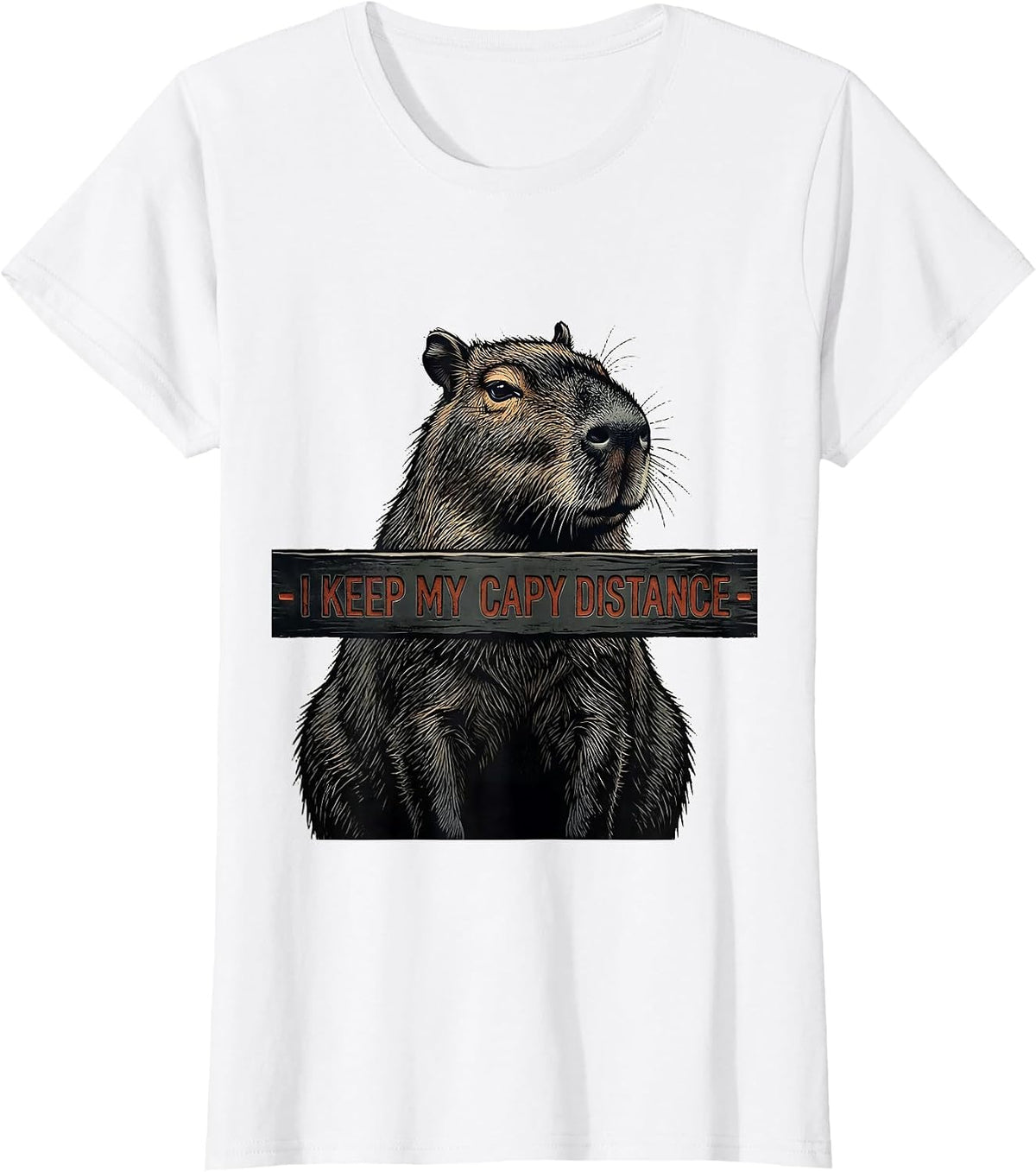 I Keep My Capy Distance Funny Capybara Animal Lover Meme T-Shirt - White