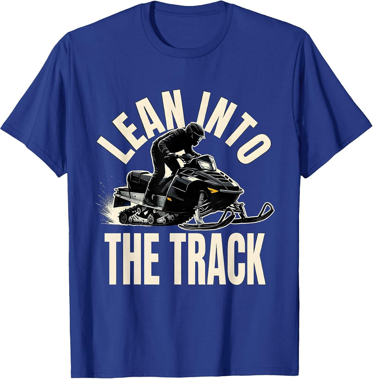 Men's Lean Into The Track Silhouette Snowmobile Rider Winter T-Shirt - Royal Blue