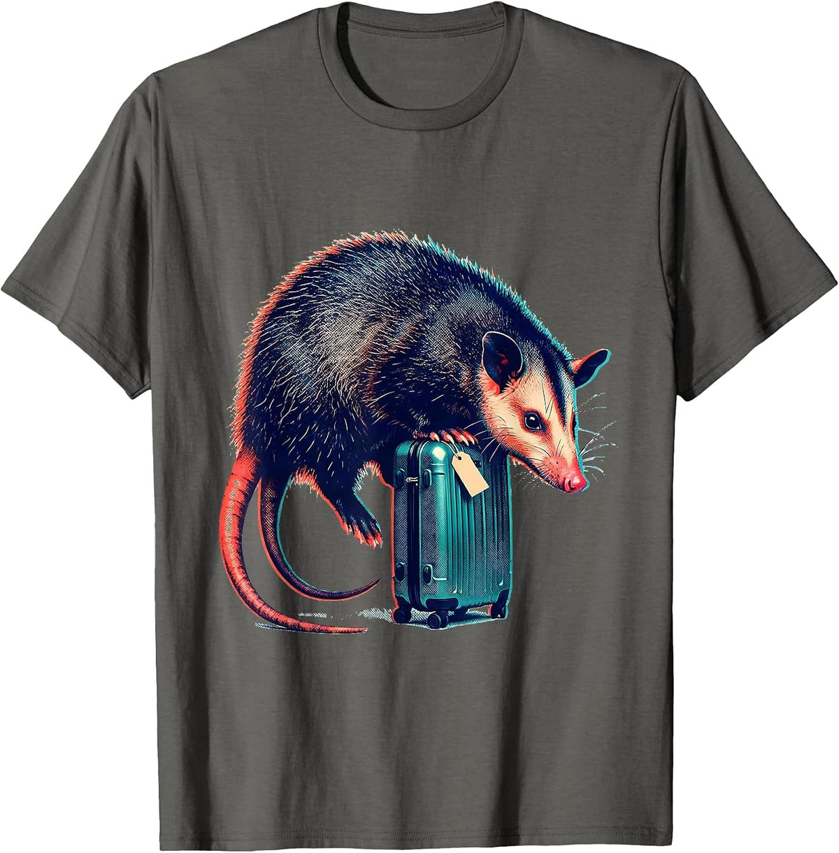 Oversized Opossum Collapse Absurd Humor Animal Meme T-Shirt - Asphalt Grey