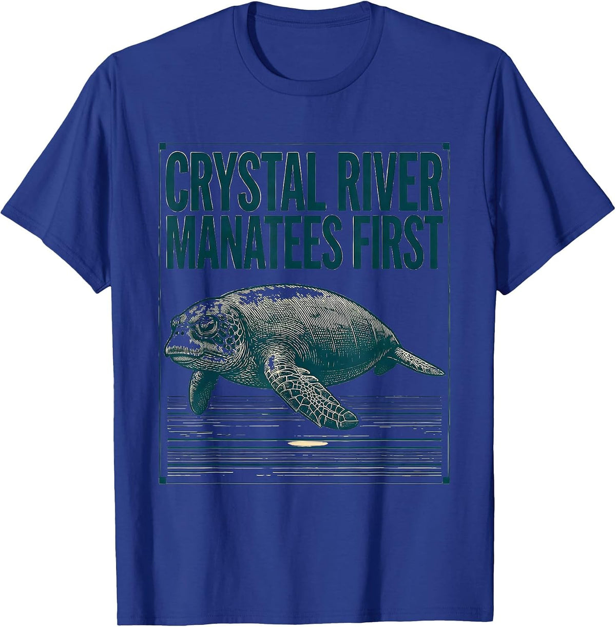Crystal River Manatees First Vintage Florida Gulf Coast T-Shirt - Royal Blue