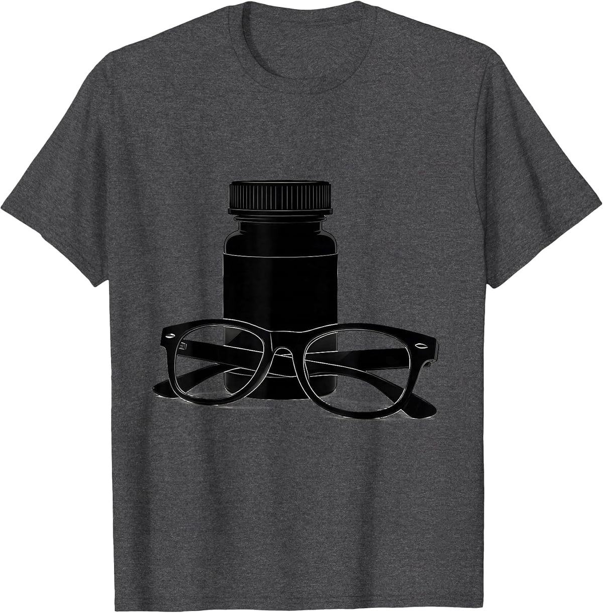 Men's Bifocals and Prescription Bottle Fall Prevention T-Shirt - Dark Heather Grey