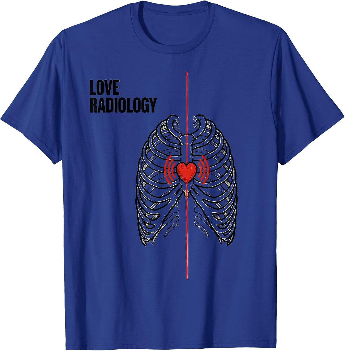 Men's Love Radiology Funny Radiology Tech Valentine Skeleton Humor T-Shirt - Royal Blue