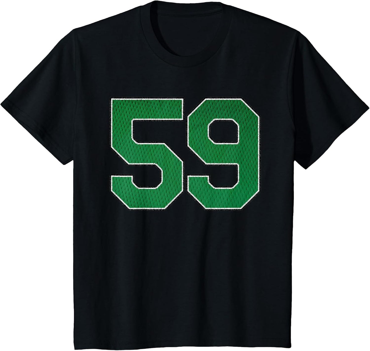 Sports Jersey Fan Player Supporter Kelly Green Number 59 T-Shirt - Black