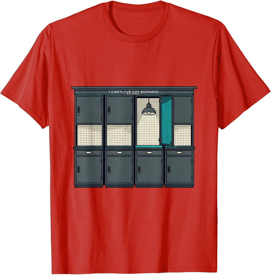 Men's I Can't, I've Got Business In My Garage Mechanic T-Shirt - Red
