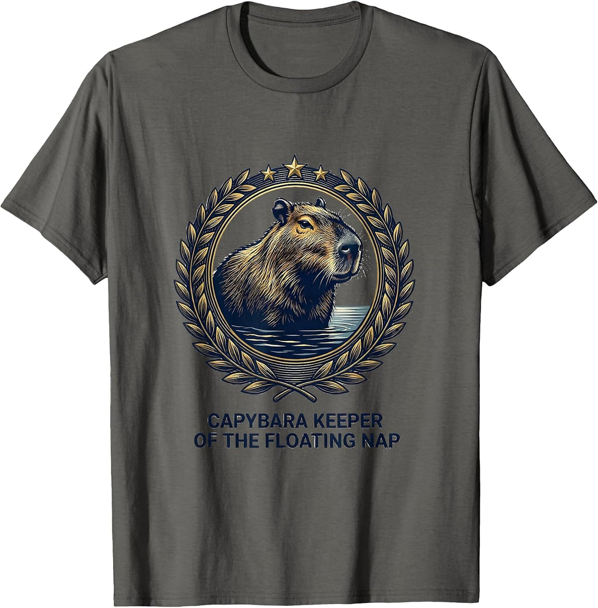 Men's Capybara, Keeper Of The Floating Nap Funny Animal Humor T-Shirt - Asphalt Grey