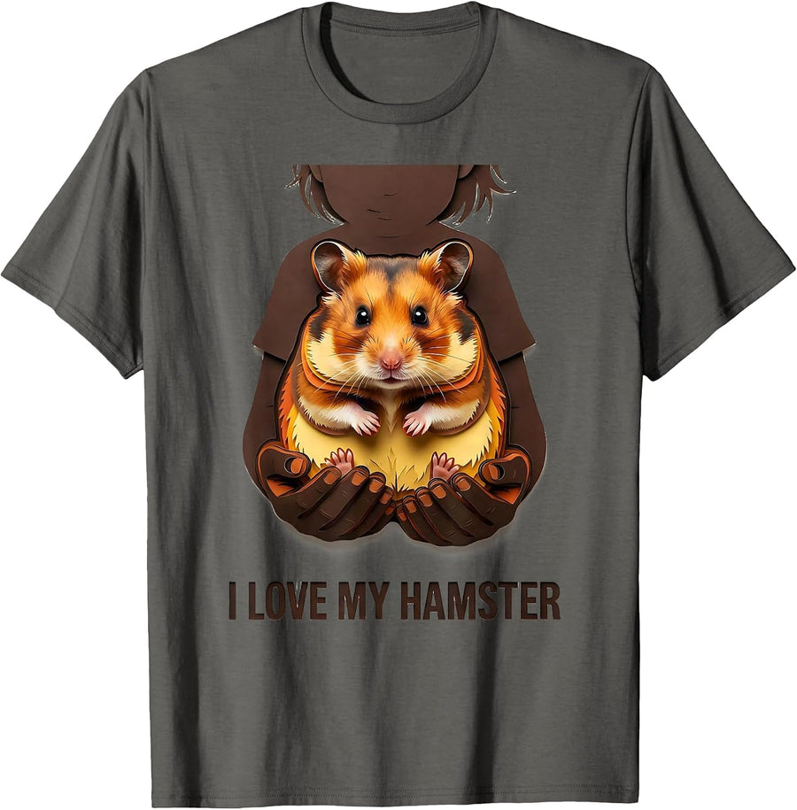 I Love My Hamster Cute Hamster Lover Gift for Kids T-Shirt - Asphalt Grey