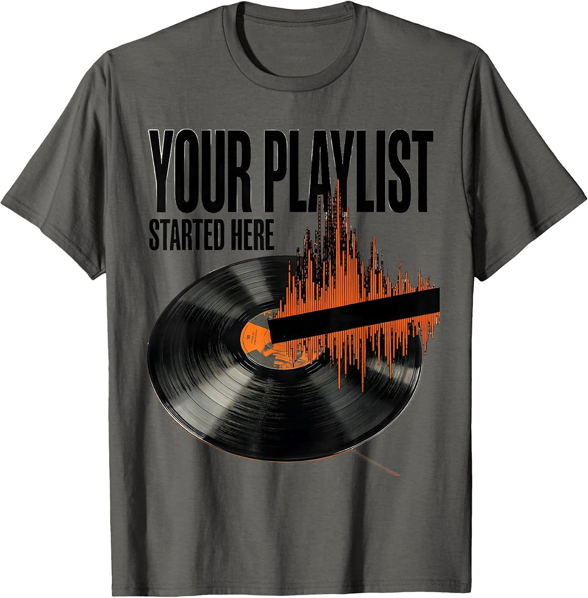 Men's Your Playlist Started Here Golden Era Hip Hop Retro Lyric T-Shirt - Asphalt Grey