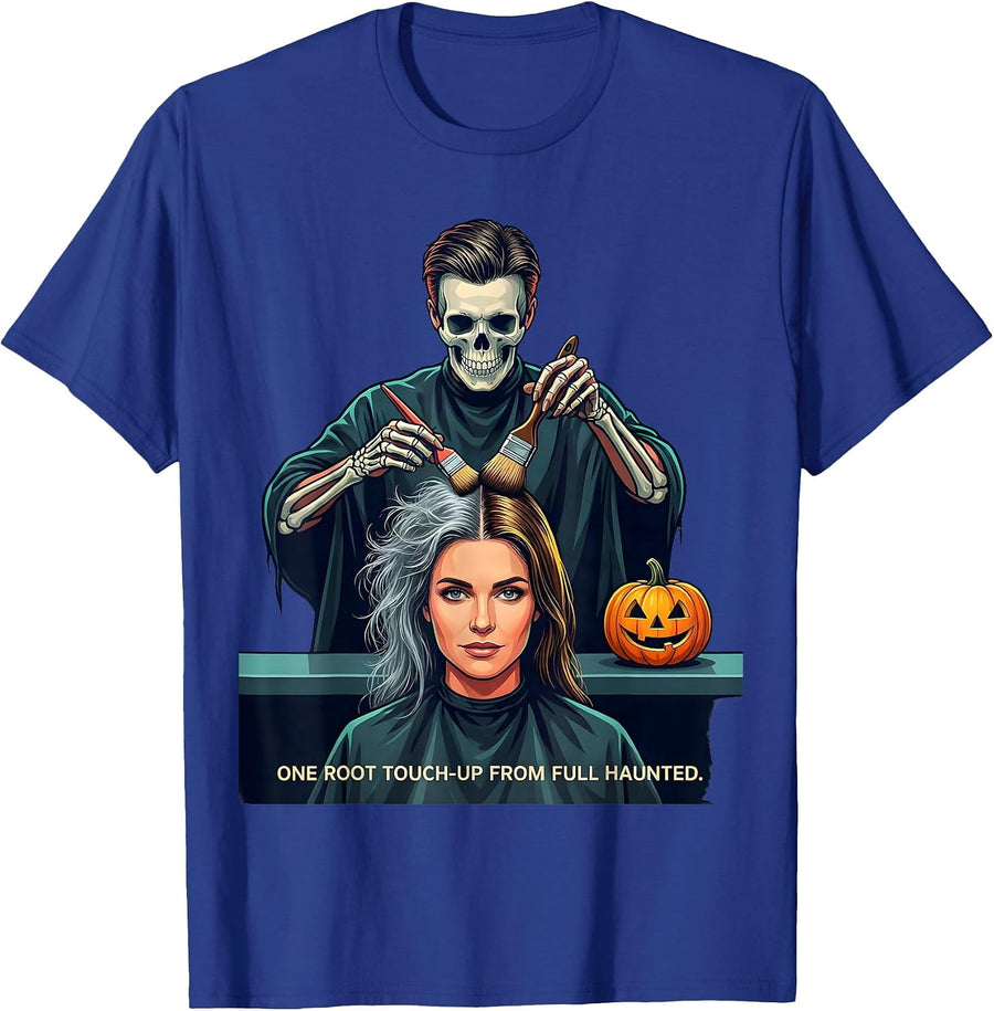 One Root Touch-Up From Full Haunted Funny Skeleton T-Shirt - Royal Blue