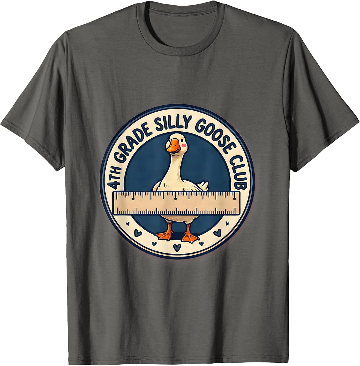 4th Grade Silly Goose Club Funny Teacher Back To School T-Shirt - Asphalt Grey