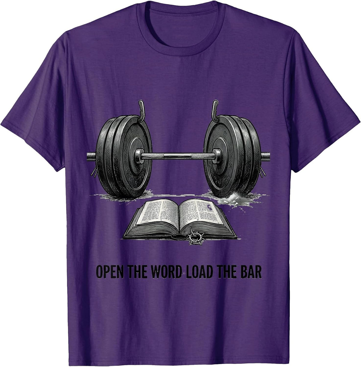 Men's Open The Word Load The Bar Funny Christian Weightlifter T-Shirt - Purple