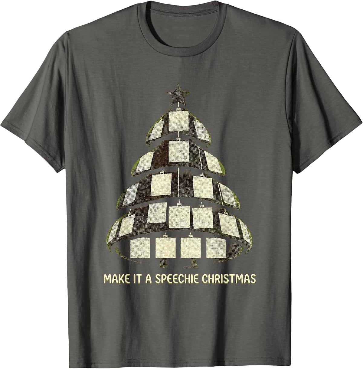 Make It a Speechie Christmas Retro 70s Speech Therapist T-Shirt - Asphalt Grey