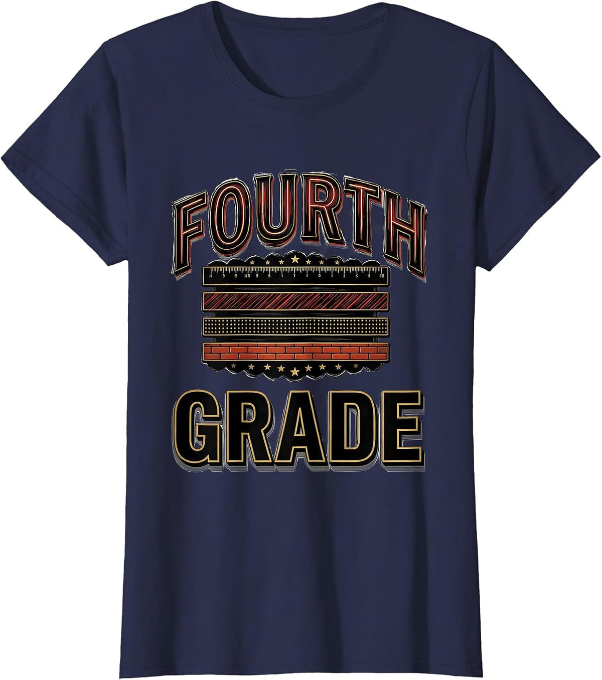 Women's FOURTH GRADE For Boys Girls Back To School First Day of T-Shirt - Navy Blue