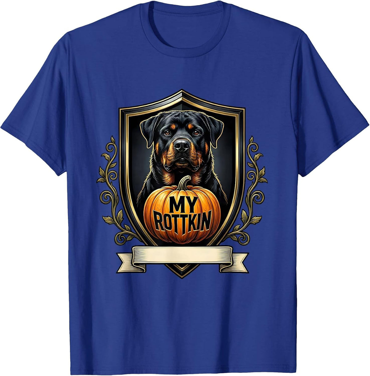 Men's My Rottkin Emblem Halloween Rottweiler Dog Owner Family T-Shirt - Royal Blue