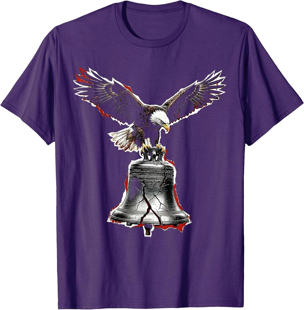 Kirk Freedom Bald Eagle Liberty Bell Design T-Shirt - Purple