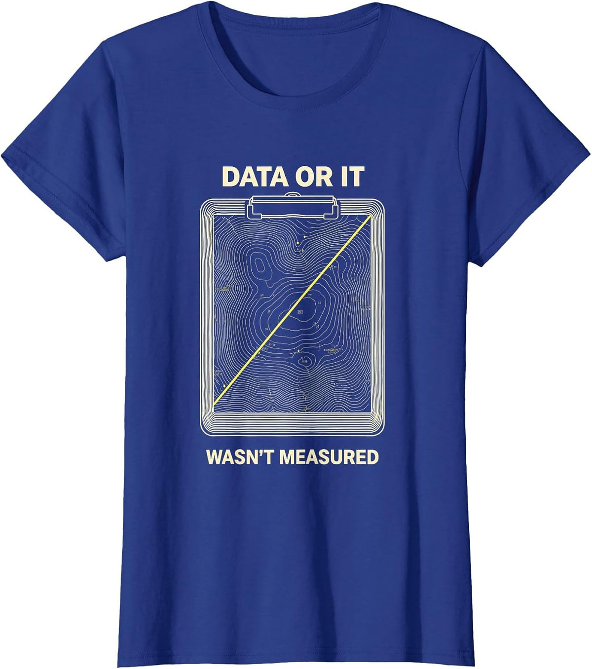 Women's Data Or It Wasn't Measured Topographic Contour ABA Therapist T-Shirt - Royal Blue