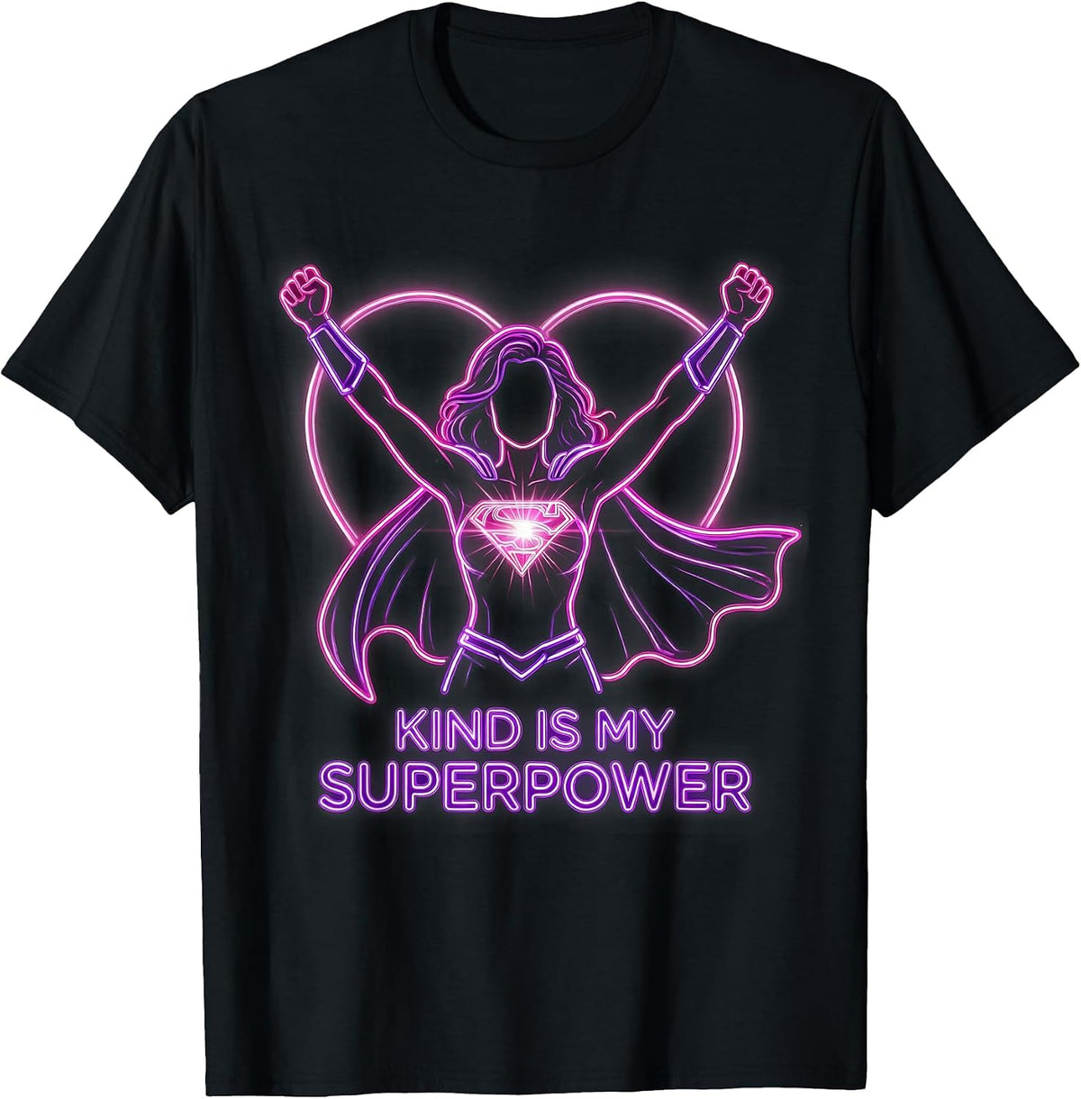 Men's Kind Is My Superpower Be Kind Graphic Design T-Shirt - Black