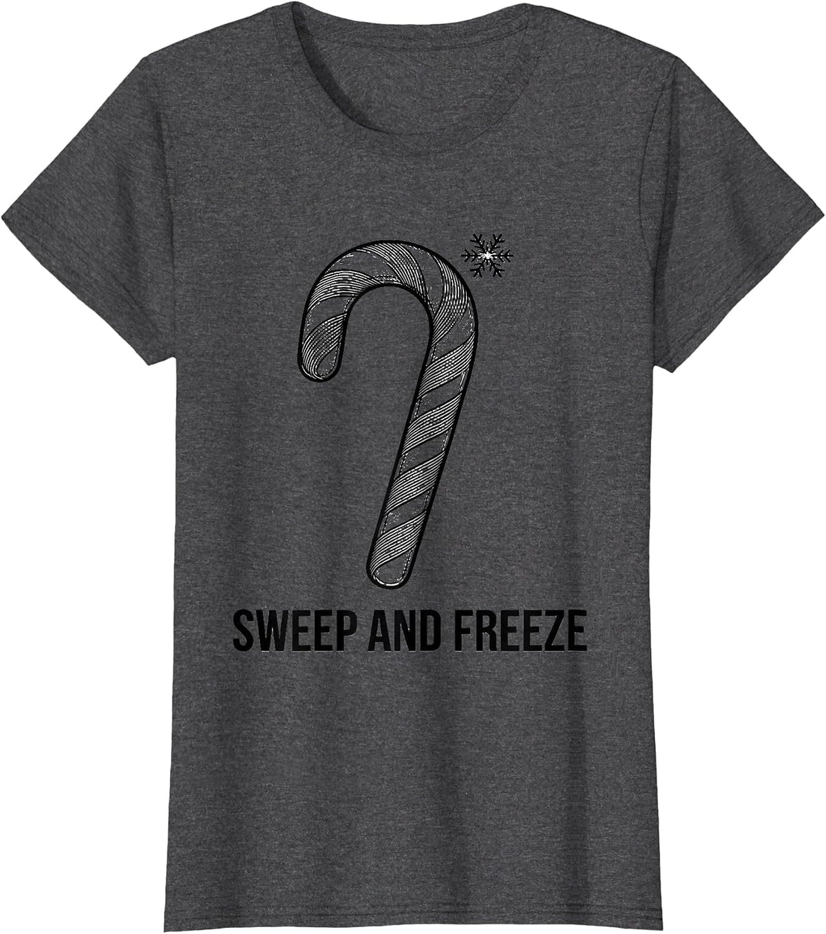 Women's Sweep And Freeze Funny Medical Tech Christmas Sonographer T-Shirt - Dark Heather Grey