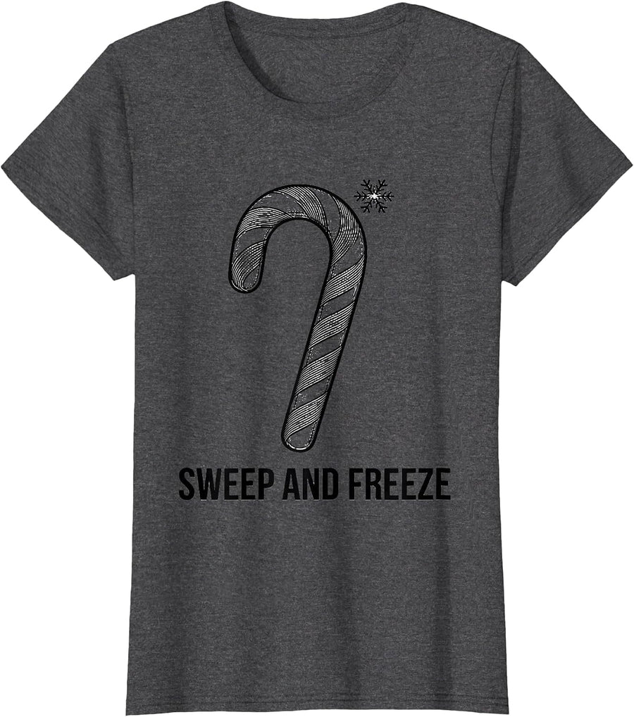 Women's Sweep And Freeze Funny Medical Tech Christmas Sonographer T-Shirt - Dark Heather Grey