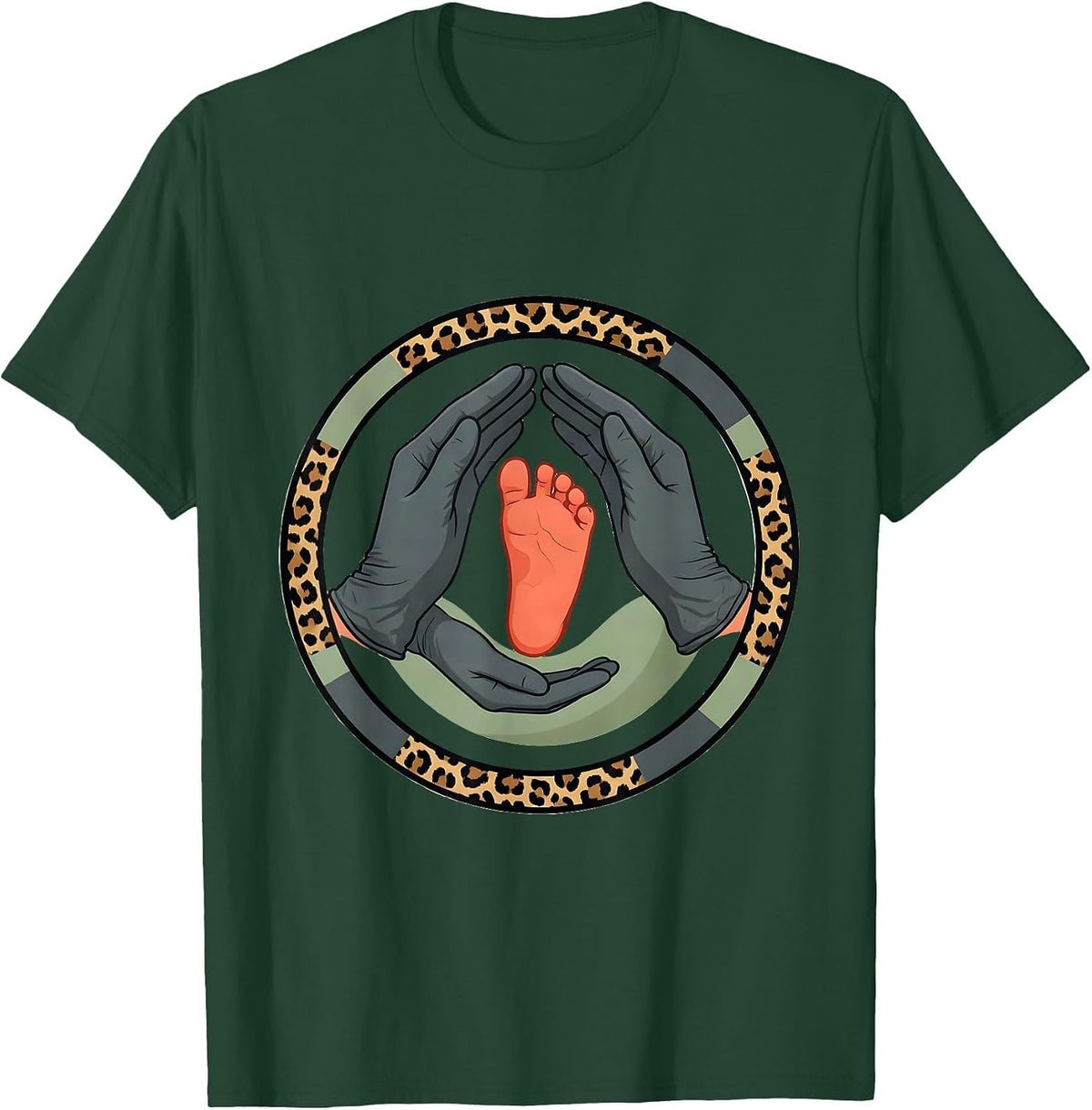 Sealed Hands Badge OB GYN Squad Nurse Tech Humor T-Shirt - Dark Green