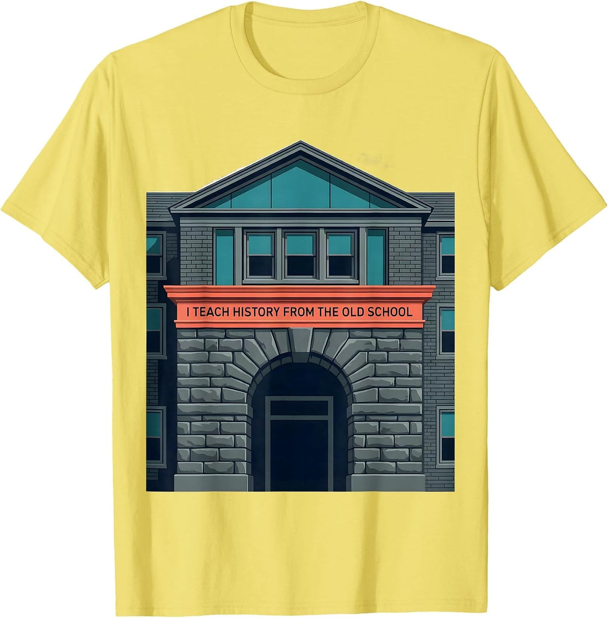 Men's I Teach History From The Old School Funny History Teacher T-Shirt - Lemon Yellow