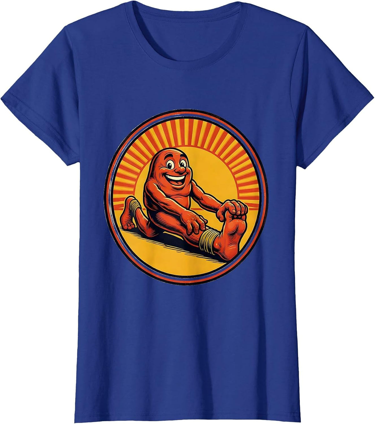 Women's Physical Therapy Hamstring Stretch Sunrise Design T-Shirt - Royal Blue