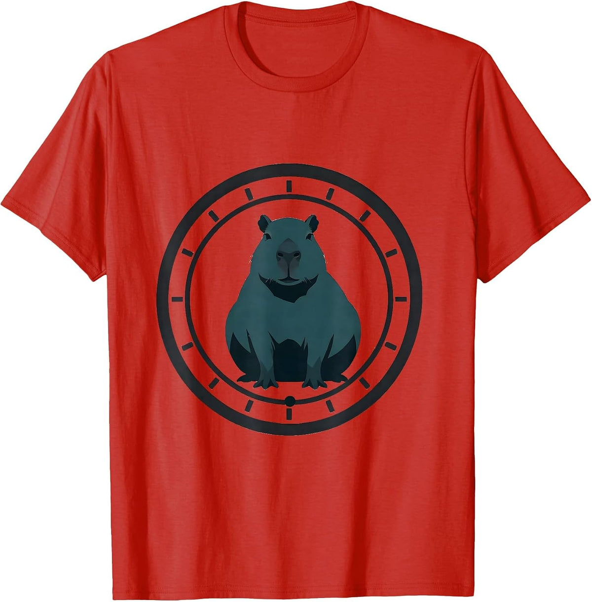 Men's Capybara Minimalist Badge Frame Funny Animal Lover T-Shirt - Red