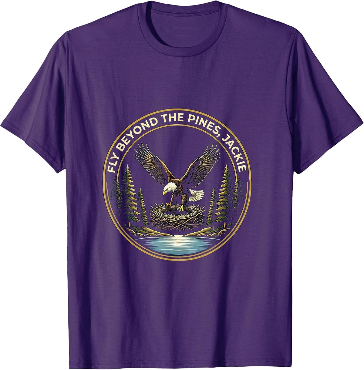 Men's Fly Beyond The Pines Jackie Bald Eagle Memorial Tribute T-Shirt - Purple