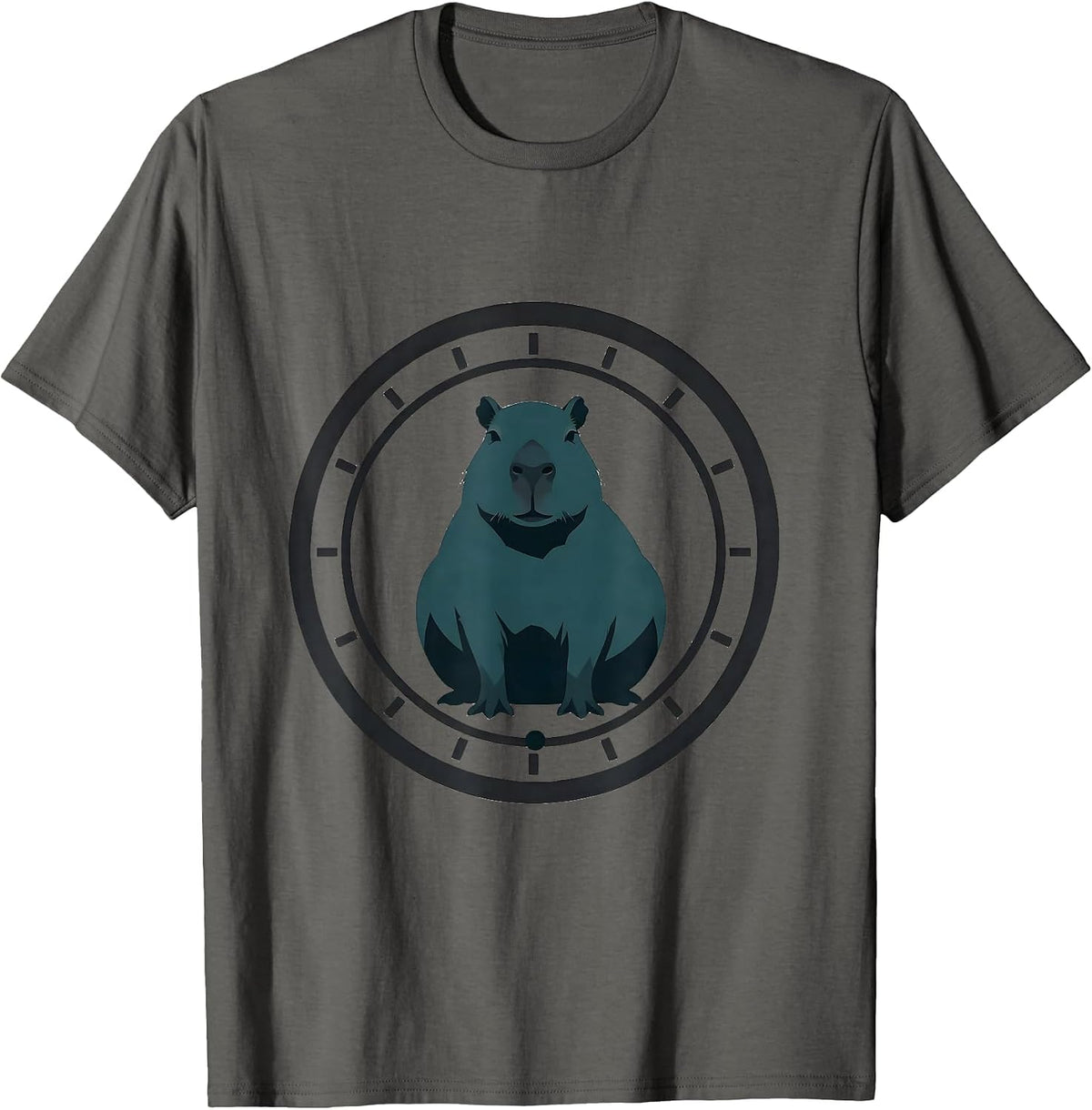 Men's Capybara Minimalist Badge Frame Funny Animal Lover T-Shirt - Asphalt Grey