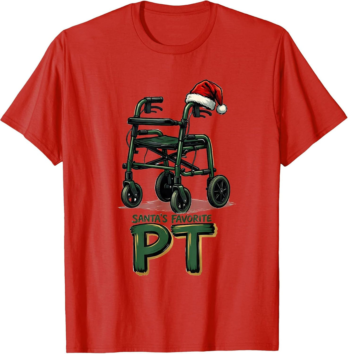Men's Santa's Favorite PT Funny Physical Therapy Therapist T-Shirt - Red