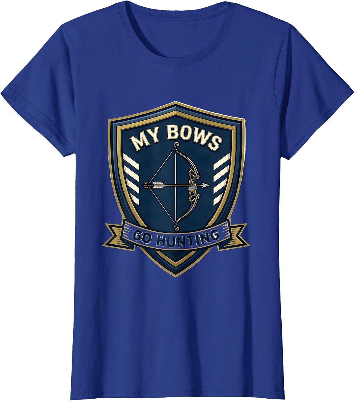 Women's My Bows Go Hunting Archery Bowhunter Deer Elk Hunting Humor T-Shirt - Royal Blue