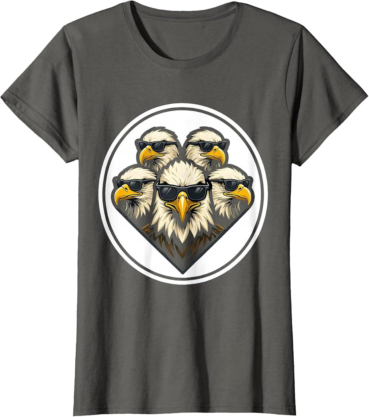 Women's Eagle Sunglasses Mascot Novelty Kids Eagle Lover T-Shirt - Asphalt Grey