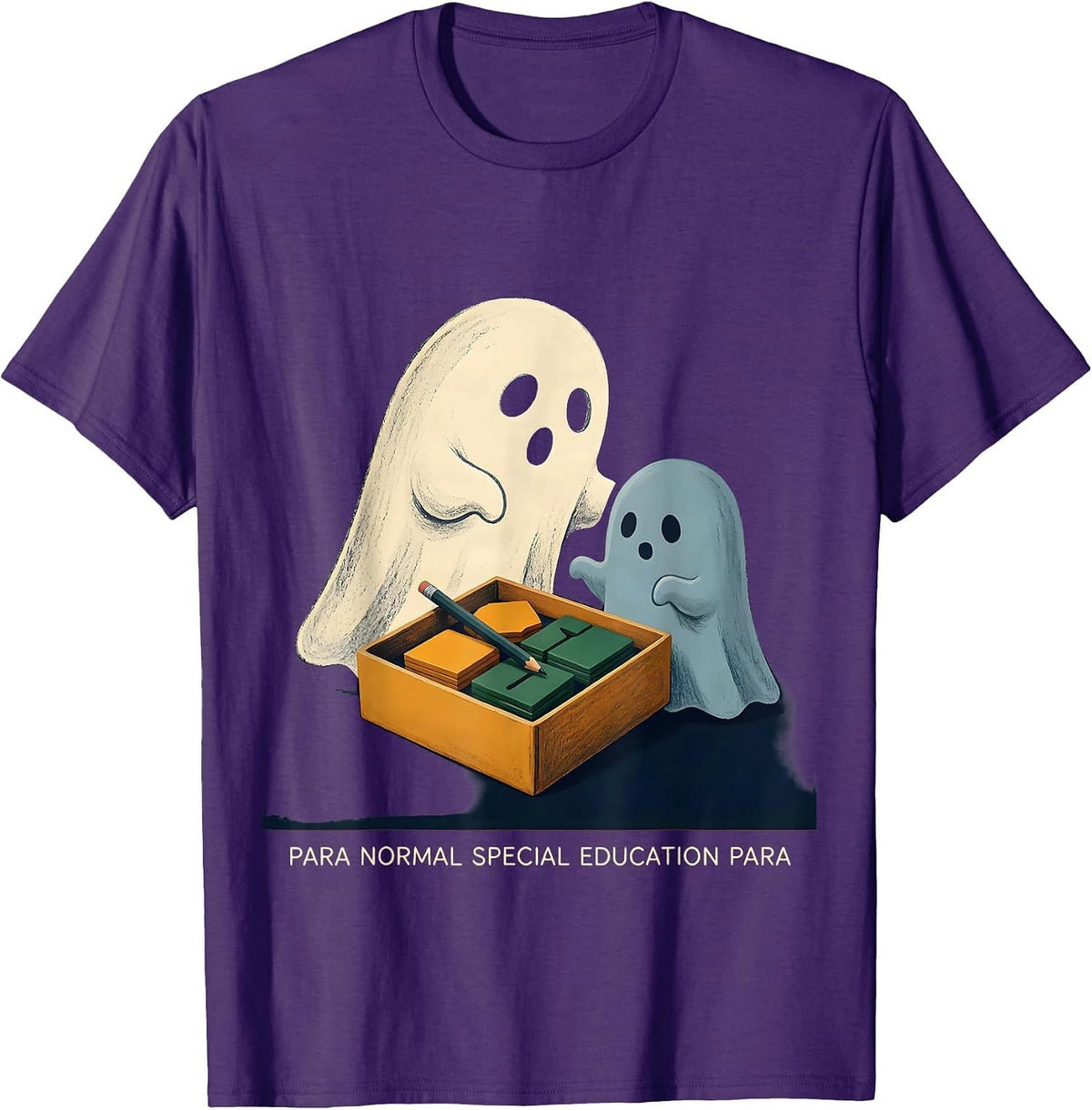 Men's Para Normal Special Education Para Ghost Halloween Teacher T-Shirt - Purple