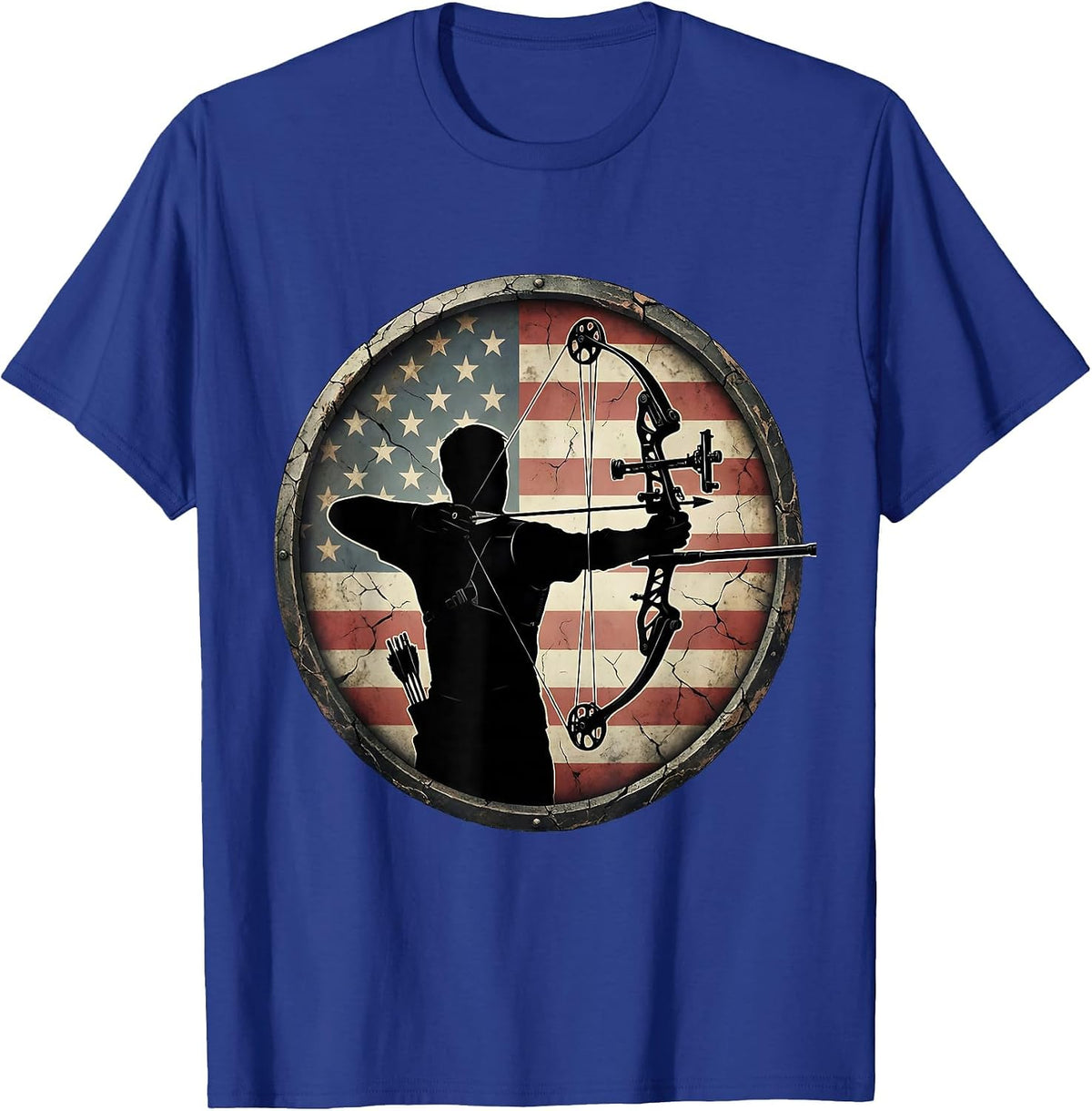 Men's Camo Compound Bow And Arrow Hunting Graphic T-Shirt - Royal Blue