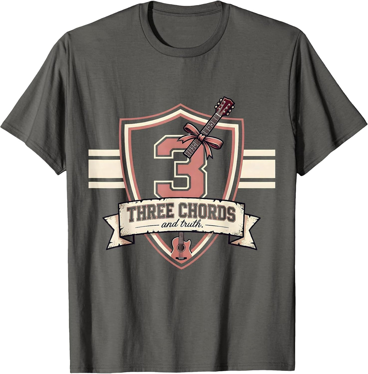 Three Chords and Truth Country Music Design T-Shirt - Asphalt Grey