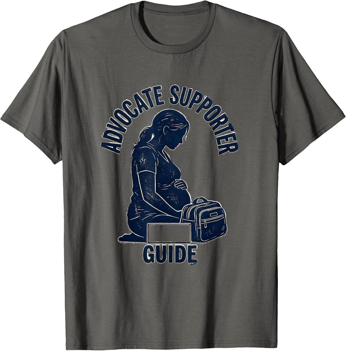Advocate Supporter Guide Rubber Stamp Doula Birth Worker T-Shirt - Asphalt Grey