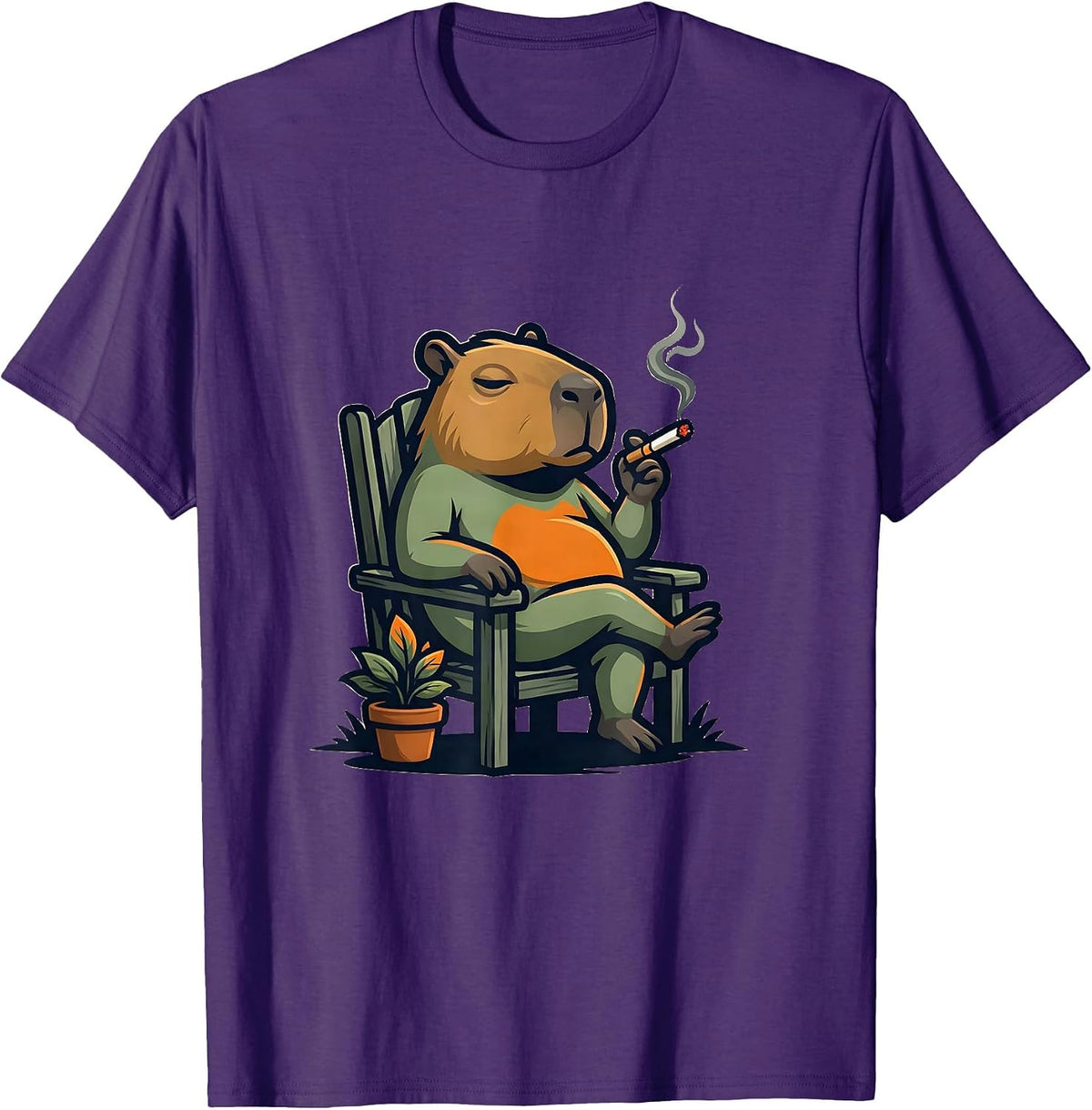 Capybara Mascot Stoner Humor Cannabis Lover Gift T-Shirt - Purple