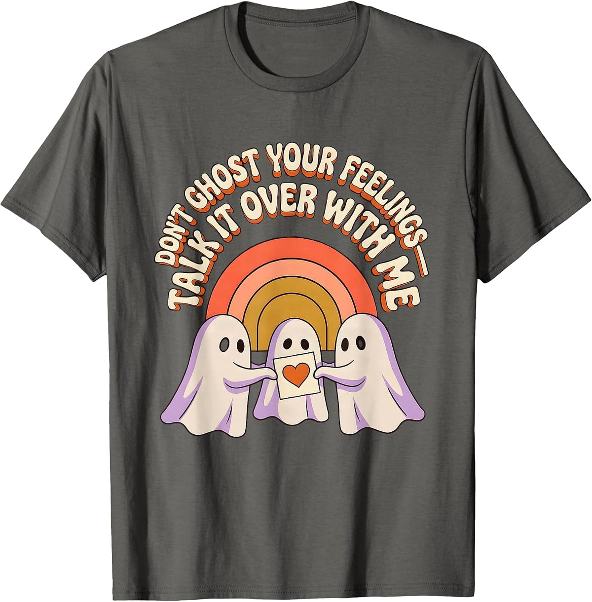 Don't Ghost Your Feelings—Talk It Over With Me Retro T-Shirt - Asphalt Grey