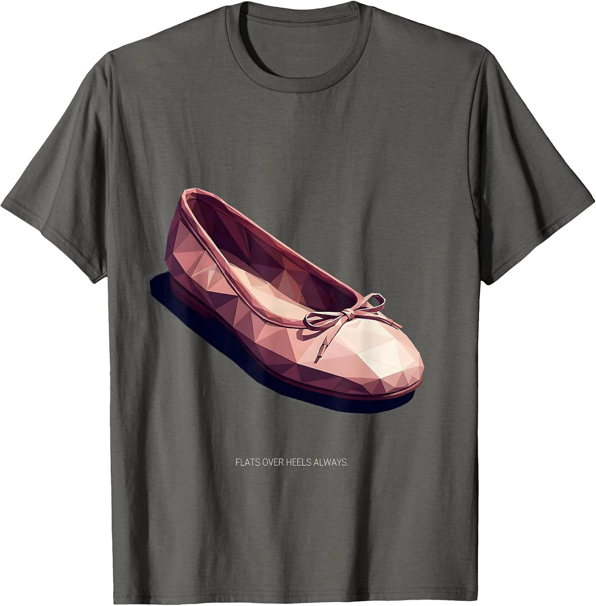 Flats Over Heels Always Ballet Flat Fashion T-Shirt - Asphalt Grey