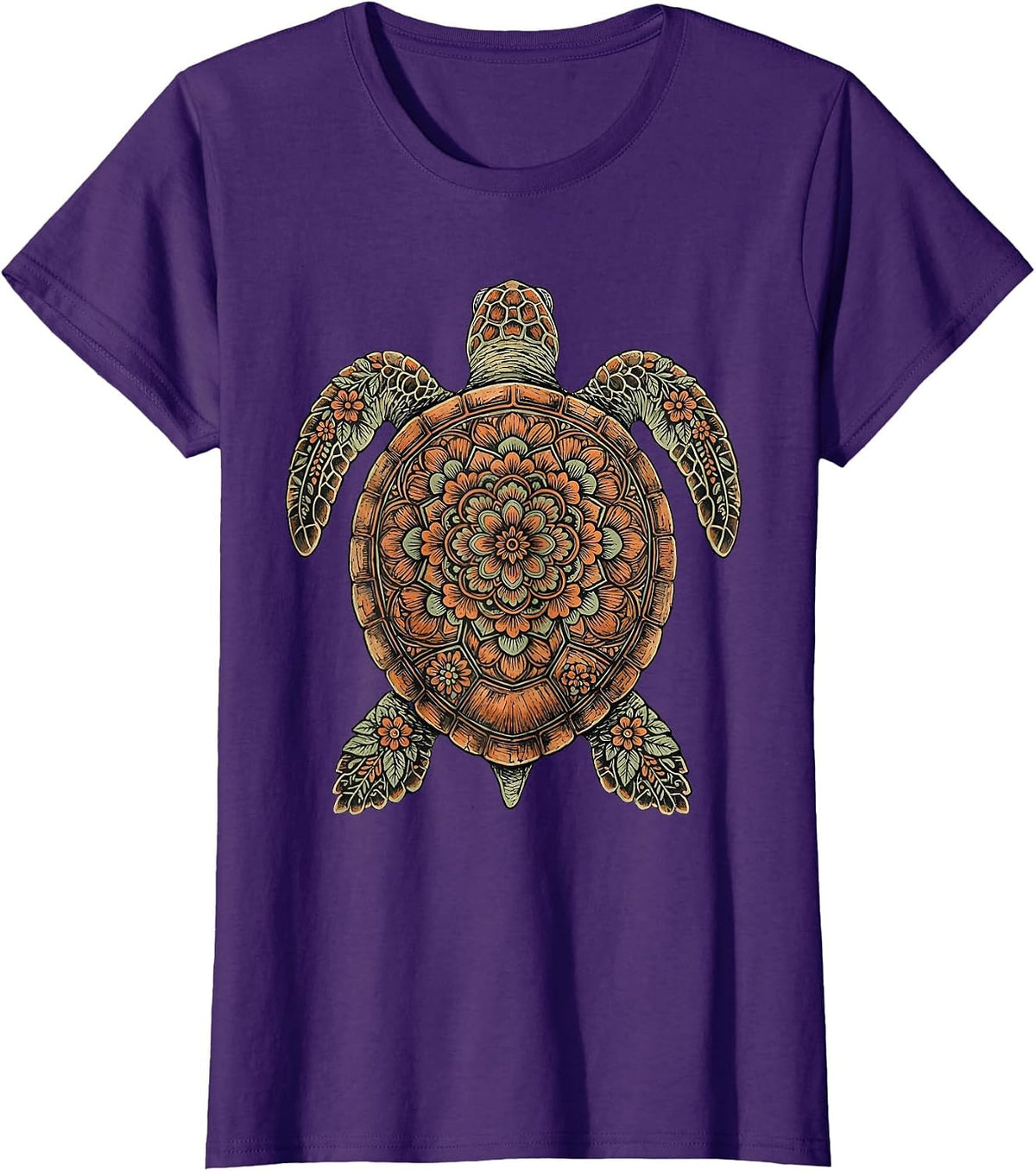 Women's Christian Sea Turtle Sunlit Ocean Illustration T-Shirt - Purple