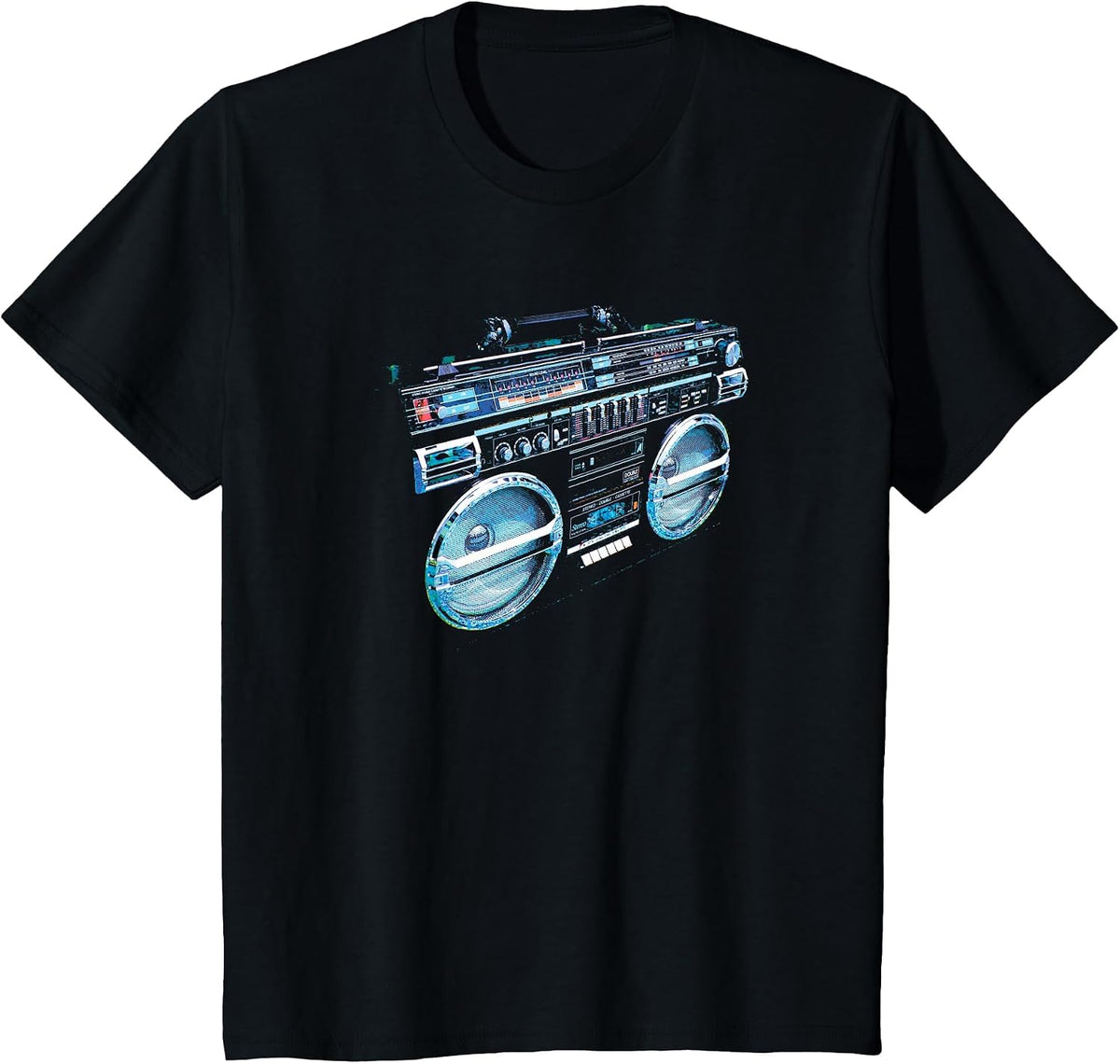 Retro Ghetto Blaster - Boom Box 80s 90s Hip Rap T-Shirt - Black