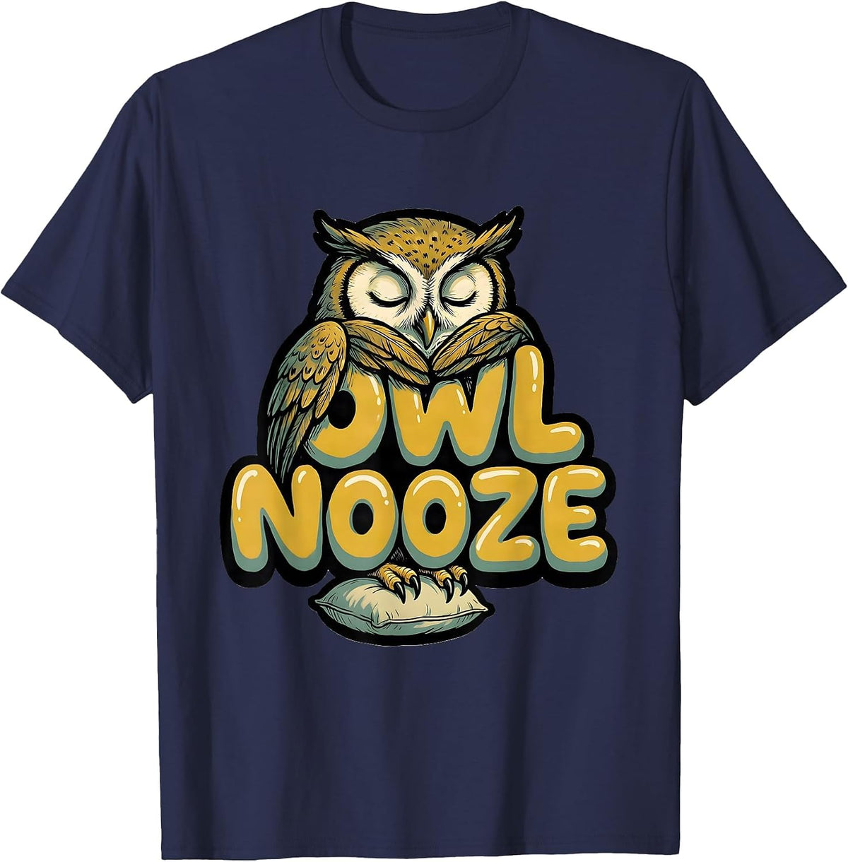 Men's Owlnooze Official Sleepshirt Cute Sleeping Owl Animal Lover T-Shirt - Navy Blue