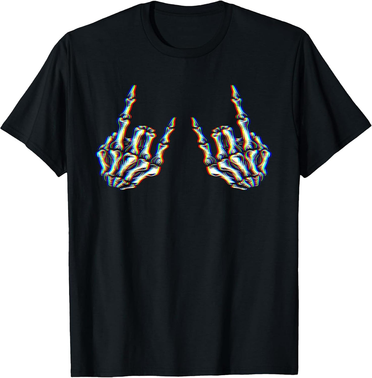 Punk Rock Skeleton Cool Rocker Psychedelic Trippy Rave Party T-Shirt - Black