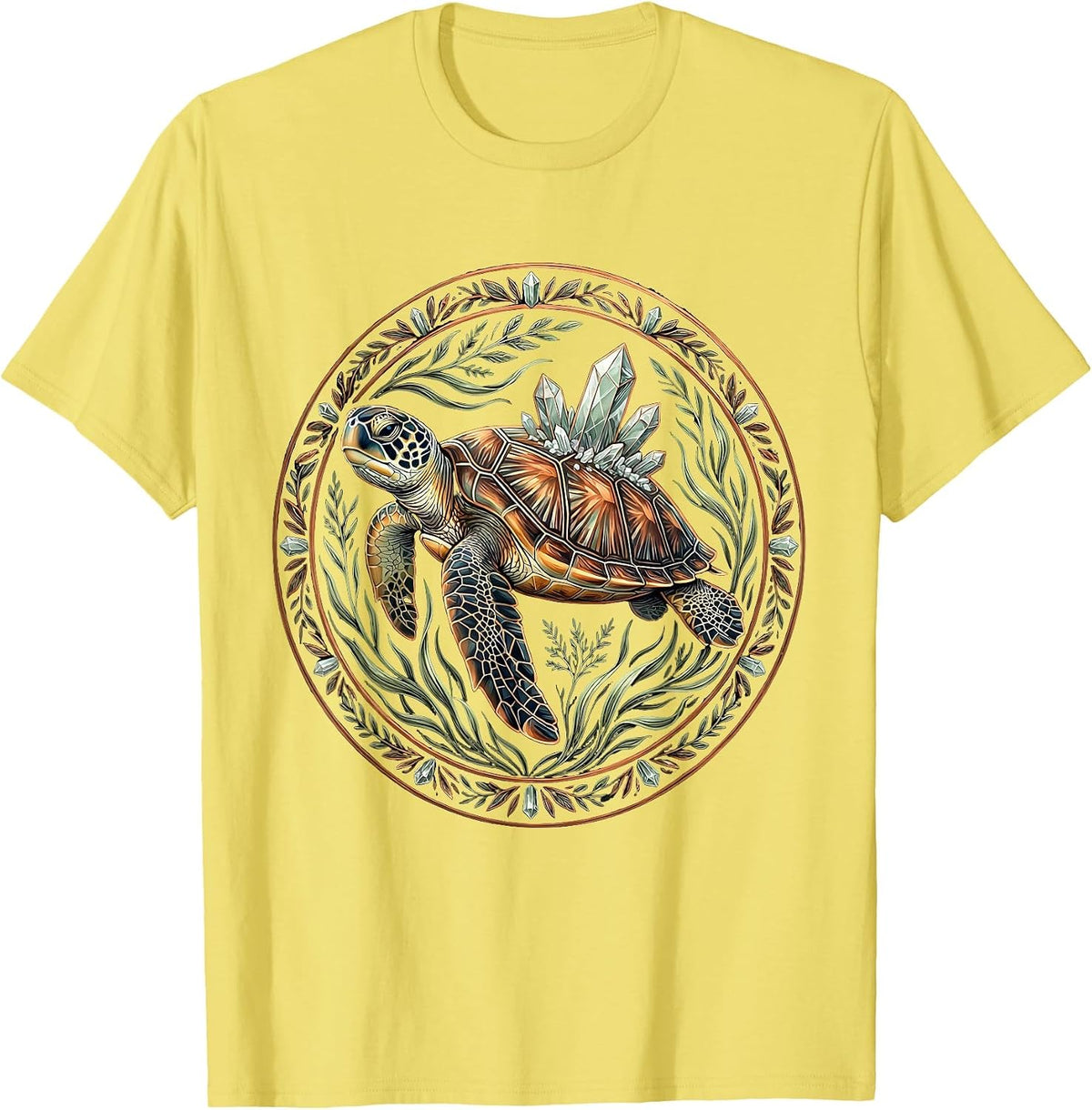 Men's Sea Turtle Swimming Through Salt Crystals T-Shirt - Lemon Yellow