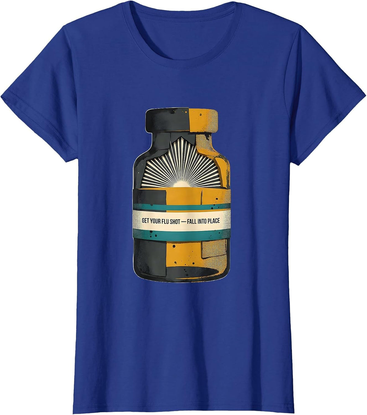 Women's Get Your Flu Shot—Fall Into Place Midcentury Modern T-Shirt - Royal Blue
