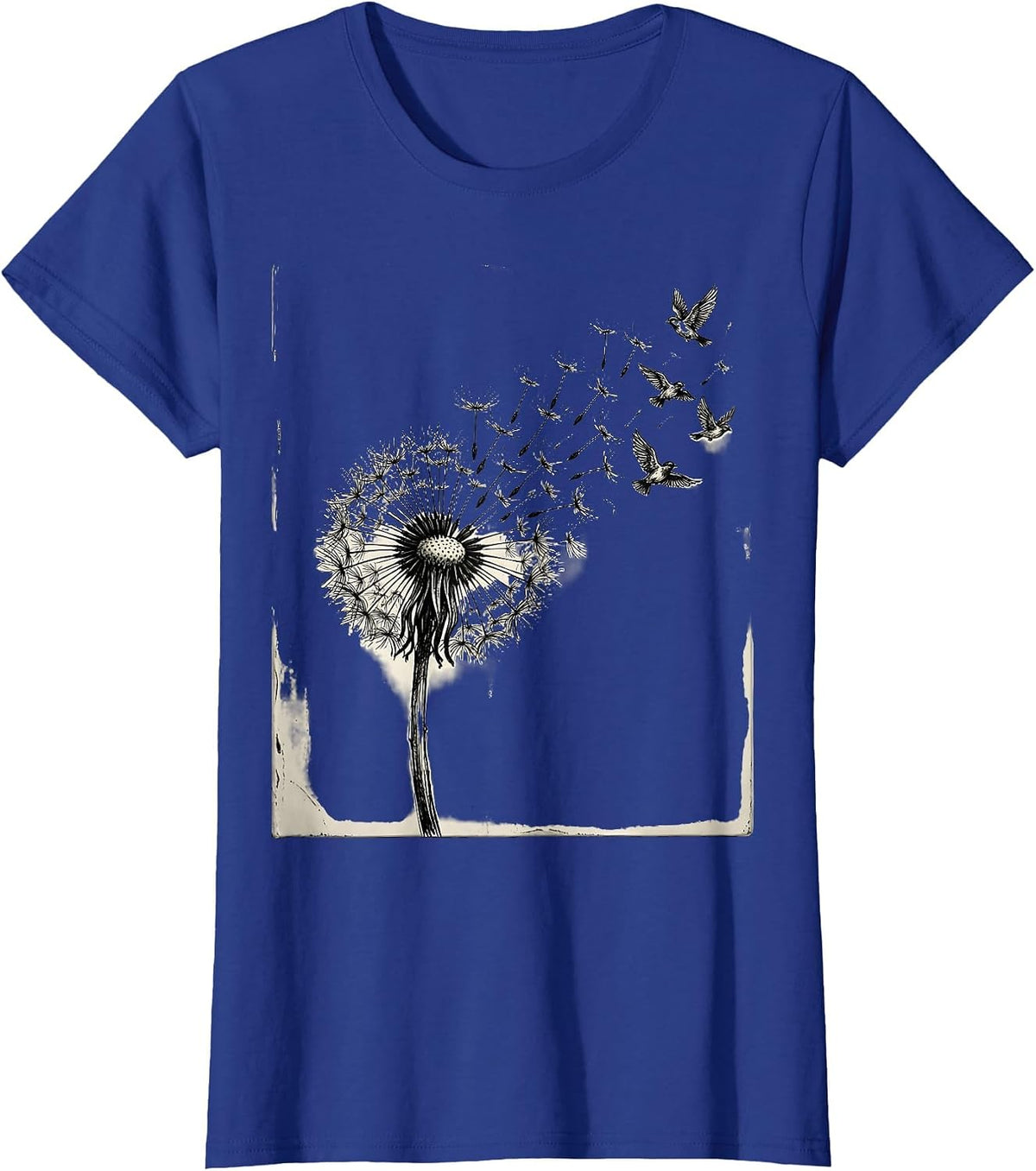 Women's Dandelion Birds Suicide Prevention Awareness T-Shirt - Royal Blue