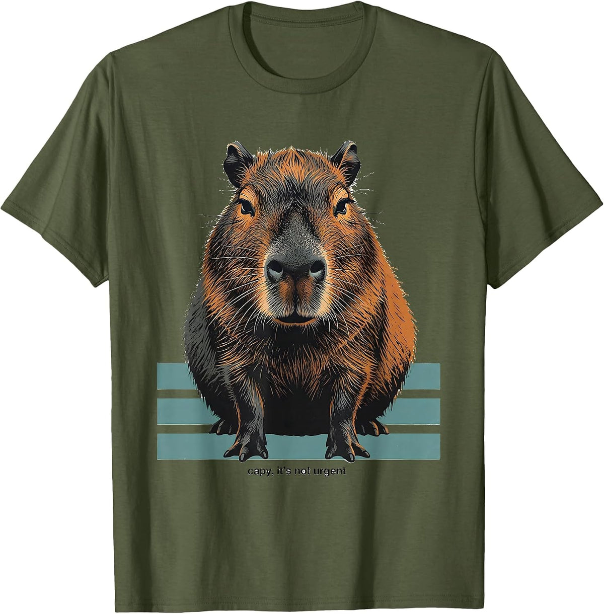 Men's capy it's not urgent Funny Capybara Meme Animal Lover T-Shirt - Olive Green