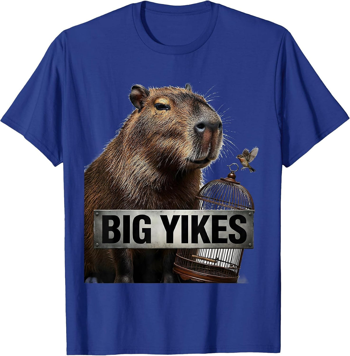 Big Yikes Funny Capybara Animal Meme Humor T-Shirt - Royal Blue