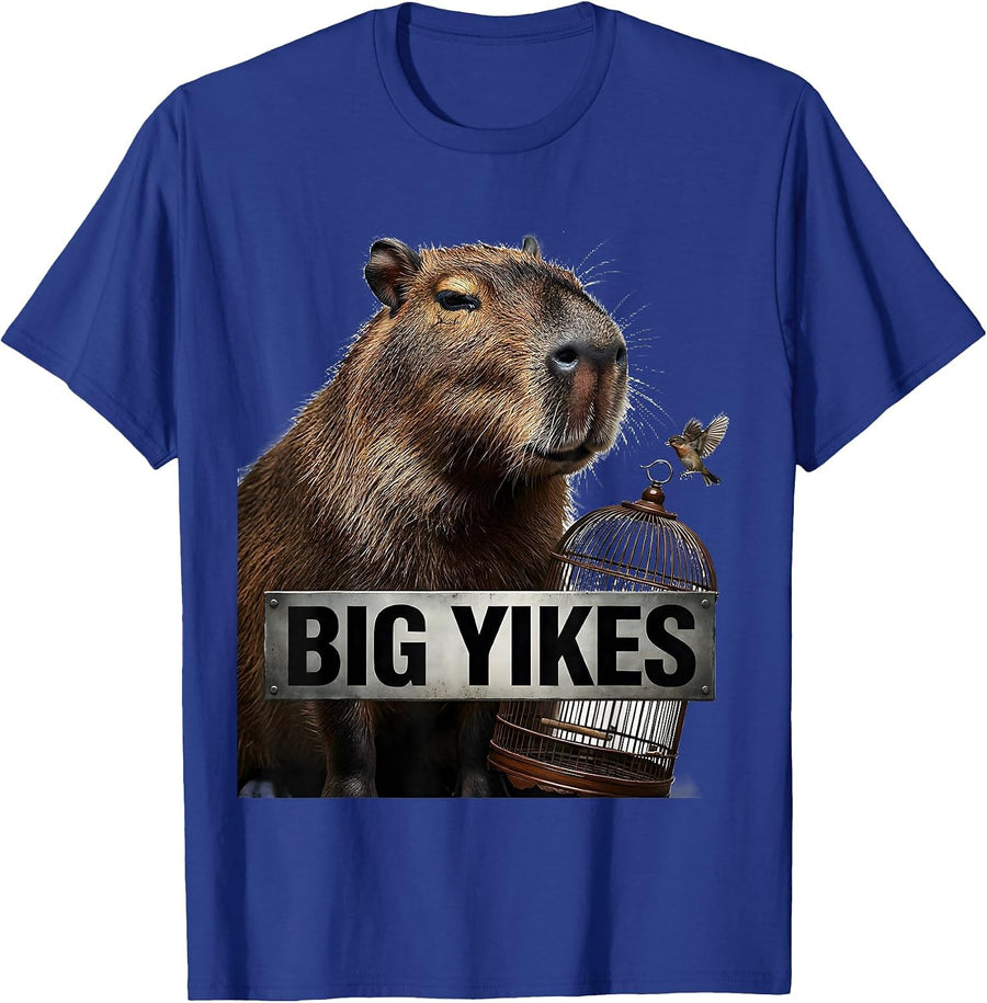 Big Yikes Funny Capybara Animal Meme Humor T-Shirt - Royal Blue