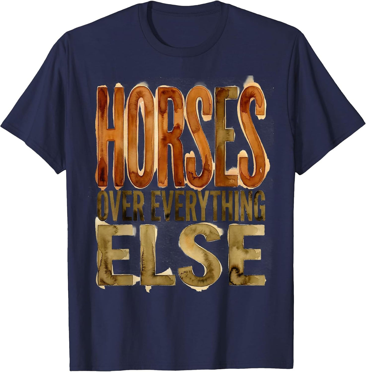 Men's Horses Over Everything Cowboy Life Design T-Shirt - Navy Blue